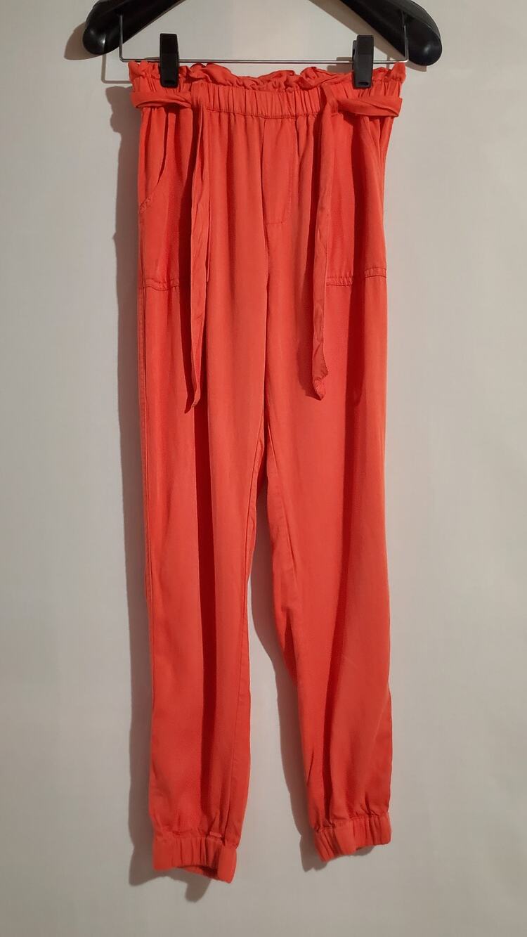 Boden Girls Viscose Paperbag Tie High Waist Jogger Pants Size 10Y Coral Pockets